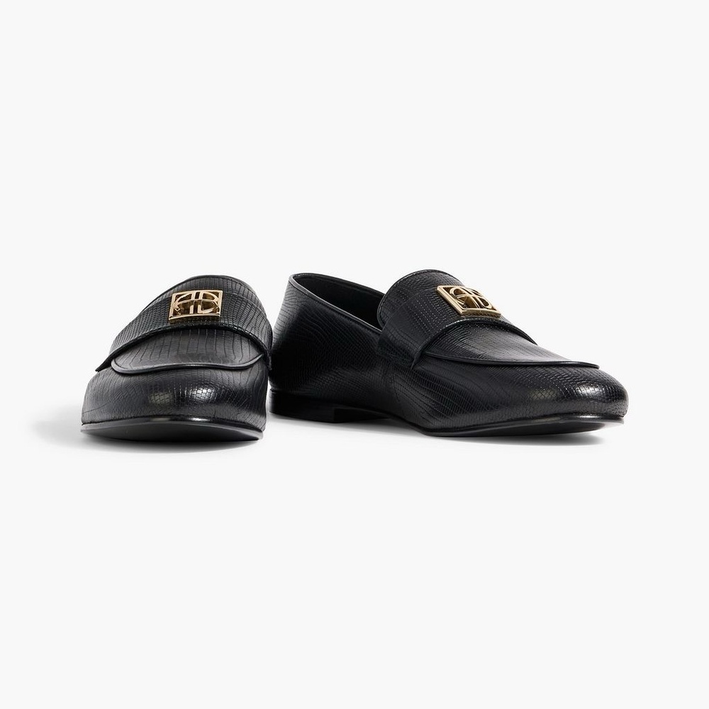 New Anine Bing Corrine Loafers Black Mini Embossed Size EU40 - Picture 5 of 7